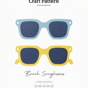 Beach Sunglasses SVG Craft Pattern, Sunglasses SVG, Beach SVG, Summer Clipart, Silhouette Cut Files, Cricut Cut Files / FT00301