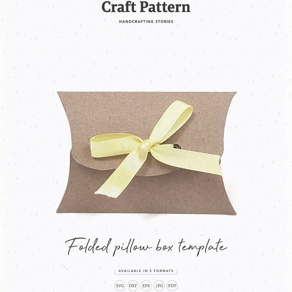 Folded Pillow Box Template SVG, Gift Box SVG, Favor Box SVG, Wedding Favor, Box Template, Silhouette Cut Files, Cricut Cut Files / FT00350