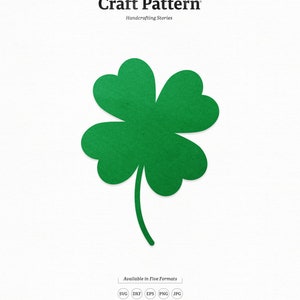 Könnte beinhalten: Ein grünes Kleeblatt-Bastelmuster, erhältlich in fünf Formaten: SVG, DXF, EPS, PNG und JPG. Digitale Bastelvorlagen, die für Schneidemaschinen und DIY-Projekte entwickelt wurden. Nr. 166