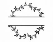 Split Wreath SVG, Split Frame SVG, Floral Wreath SVG, Monogram Frame Clipart, Silhouette Cut Files, Cricut Cut Files / FT00399