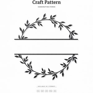 May include: Black and white silhouette of a leafy branch design, forming a half circle. The design is a craft pattern for cutting machines and DIY projects. The text "Folktale Co. Craft Pattern" and "No. 399" are also included in the image.