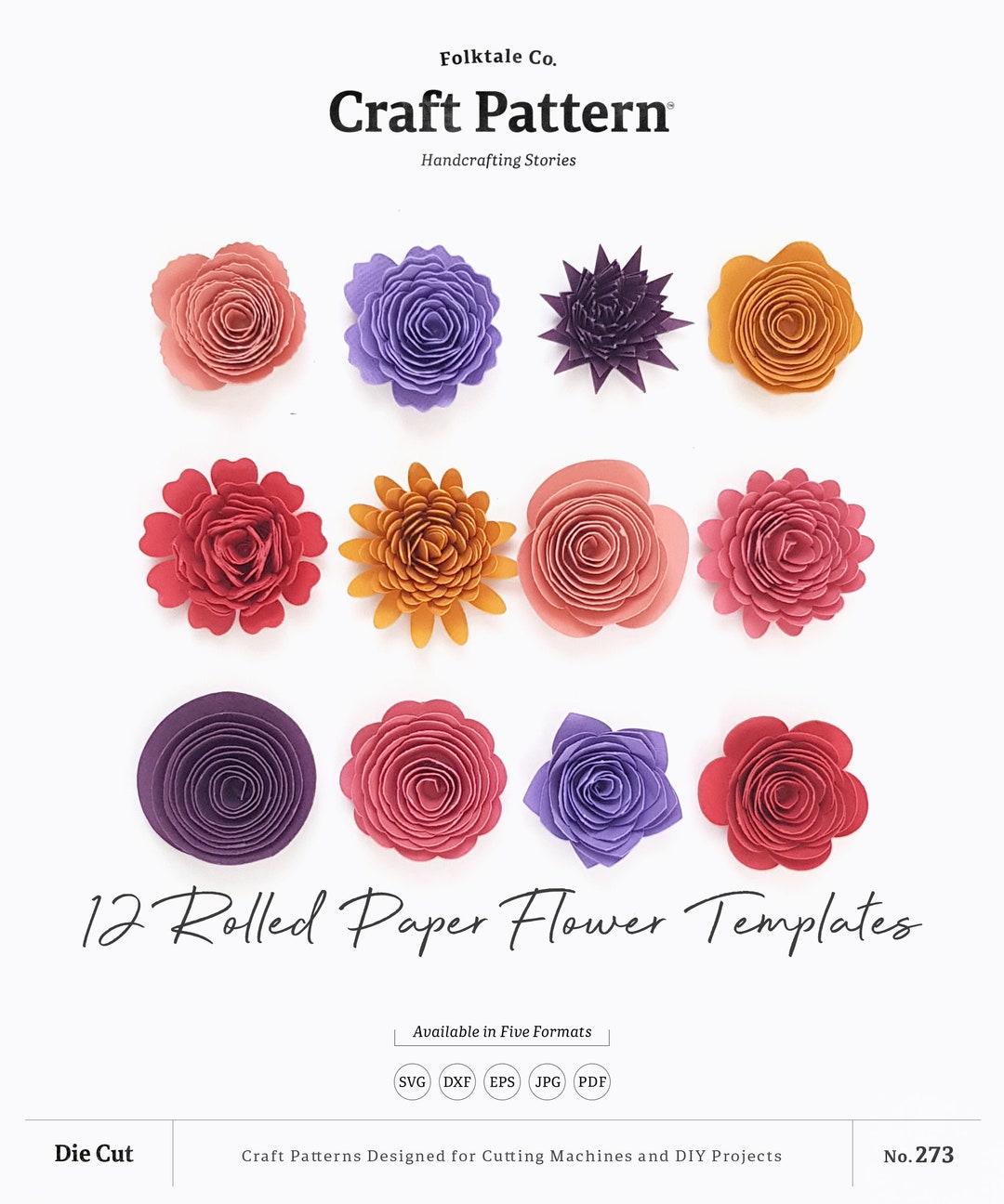 Felt Flower SVG Files for Cricut, Silhouette Floral Cut File Pattern PDF  Paper Flowers Template for Hair, Jewelry, Home Decor, Wreath 