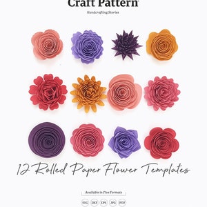 Rolld Flower SVG, Rolld Paper Flower SVG, 3D Blumen Vorlage, Papier Blumen Vorlage, Silhouette Cut Files, Cricut Cut Files / FT00273