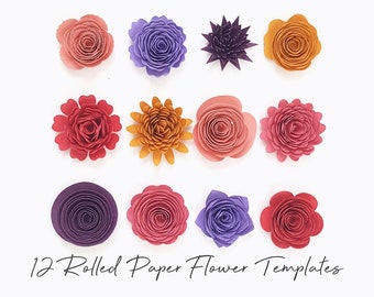 Rolled Flower SVG, Rolled Paper Flower SVG, 3D Flower Template, Paper Flowers Template, Silhouette Cut Files, Cricut Cut Files / FT00273