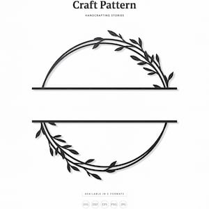 Split Wire Wreath SVG, Split Frame SVG, Leaf Wreath SVG, Monogram Frame Clipart, Silhouette Cut Files, Cricut Cut Files / FT00398