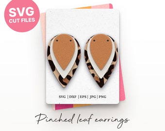 Pinched Leaf Earrings SVG, Earring Template, Glowforge SVG, Laser Cut Files, Silhouette Cut Files, Cricut Cut Files / FT00189