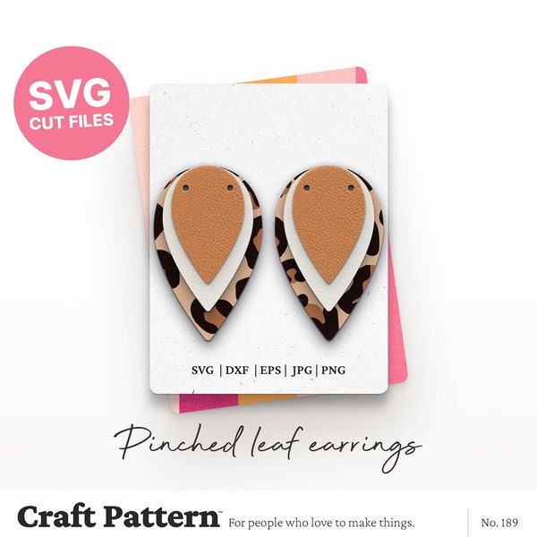 Pinched Leaf Earrings SVG, Earring Template, Glowforge SVG, Laser Cut Files, Silhouette Cut Files, Cricut Cut Files / FT00189