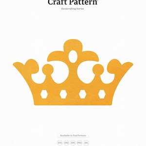 Crown SVG Craft Pattern, Princess SVG, King SVG, Crown Cut File, Crown Clipart, Silhouette Cut Files, Cricut Cut Files / FT002014