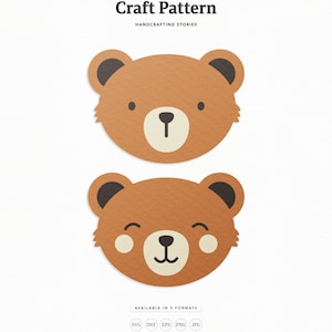 Baby Bear SVG Craft Pattern, Bear SVG, Woodland Animals SVG, Bear Cut File, Bear Clipart, Silhouette Cut Files, Cricut Cut Files / FT00376