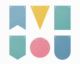 Banner SVG Craft Pattern,  Pennant Banner SVG Cut File, Bunting Banner SVG, Banner Clipart, Silhouette Cut Files, Cricut Cut Files / FT00220