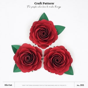 Simple Paper Rose SVG Craft Pattern, Paper Flower SVG, Paper Flower Template, Paper Rose Template PDF,  Paper Flower Cut Files / FT00393
