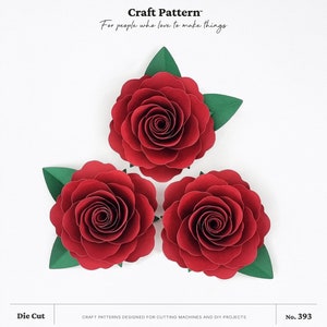 Einfache Papier Rose SVG Handwerk Muster, Papier Blume SVG, Papier Blume Vorlage, Papier Rose Vorlage PDF, Papier Blume geschnitten Dateien / FT00393
