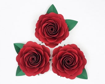 Simple Paper Rose SVG Craft Pattern, Paper Flower SVG, Paper Flower Template, Paper Rose Template PDF, Paper Flower Cut Files / FT00393