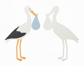 Stork SVG Craft Pattern, Nursery SVG, Baby Shower SVG, Stork Cut File, Stork Clipart, Silhouette Cut Files, Cricut Cut Files / FT00375