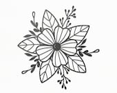 Flower SVG Craft Pattern, Flowers SVG, Floral SVG, Flower Clipart, Silhouette Cut Files, Cricut Cut Files / FT00198