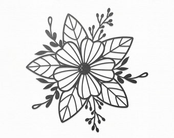 Flower SVG Craft Pattern, Flowers SVG, Floral SVG, Flower Clipart, Silhouette Cut Files, Cricut Cut Files / FT00198