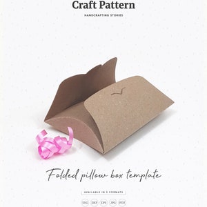 Folded Pillow Box Template SVG, Gift Box SVG, Favor Box SVG, Wedding Favor, Box Template, Silhouette Cut Files, Cricut Cut Files / FT00349 image 2