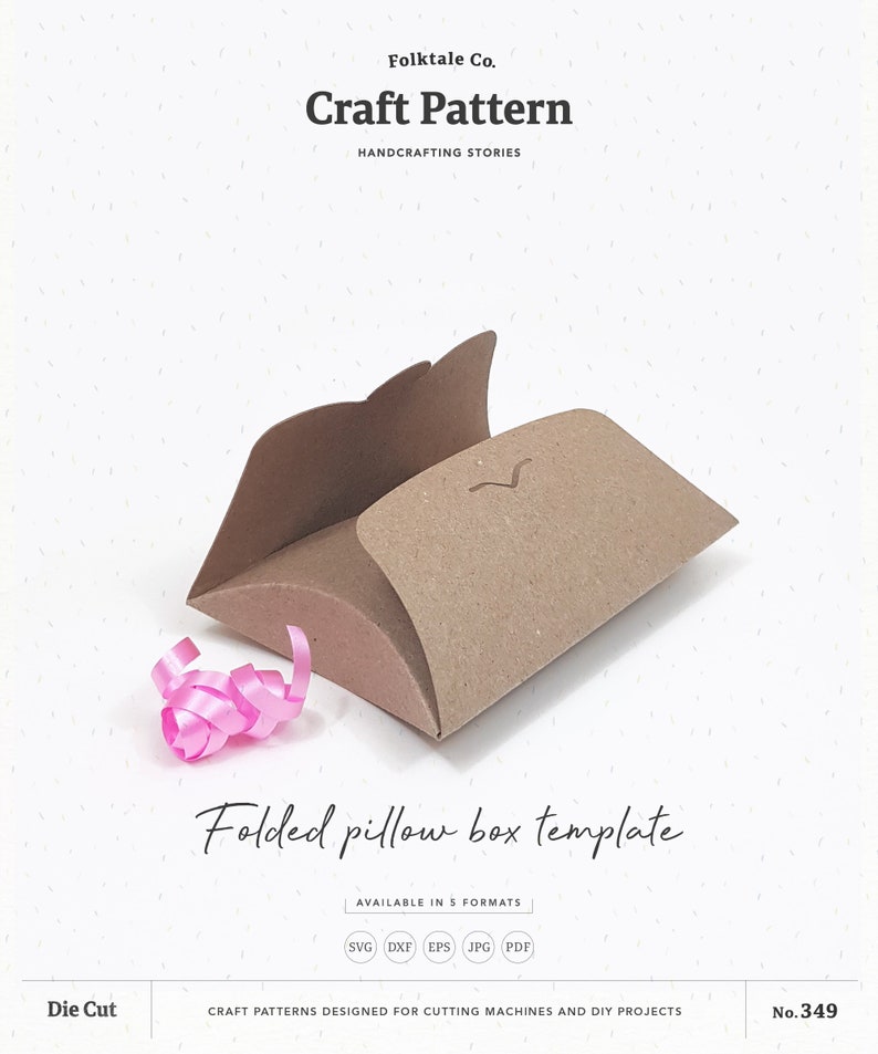 Download Folded Pillow Box Template SVG Gift Box SVG Favor Box SVG ...