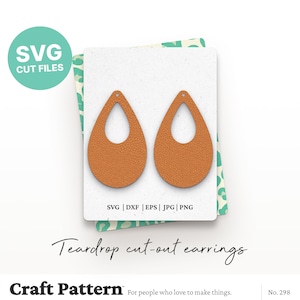 Teardrop Earrings SVG, Earring Template, Glowforge SVG, Laser Cut Files, Silhouette Cut Files, Cricut Cut Files / FT00298