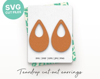 Teardrop Earrings SVG, Earring Template, Glowforge SVG, Laser Cut Files, Silhouette Cut Files, Cricut Cut Files / FT00298