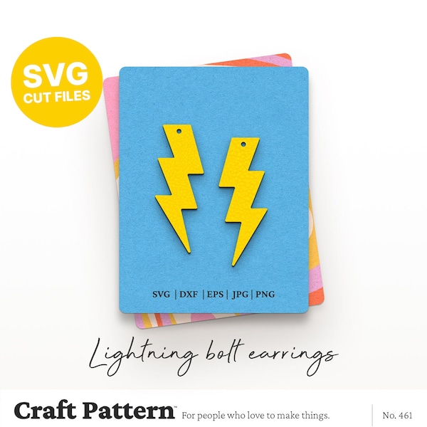 Lightning Bolt Earrings SVG, Earring SVG, Earring Template, Glowforge SVG, Laser Cut Files, Silhouette Cut Files, Cricut Cut Files / FT00461