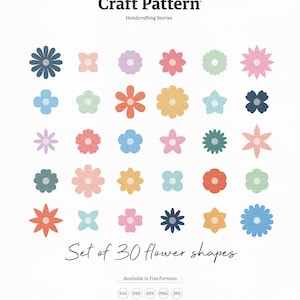 30 種類の花の形 SVG、花の SVG、花のテンプレート、花のバンドル SVG、花のクリップアート、シルエット カット ファイル、Cricut カット ファイル / FT00268