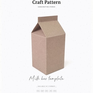 Milk Box Template SVG, Gift Box SVG, Party Favor Box SVG, Wedding Favor, Box Template, Silhouette Cut Files Cricut Cut Files / FT00344