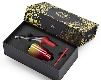 Wine Aerator & Vacuum Stopper Gift Set, Red and Gold Wine Pourer, Wine Lover Hostess Gift