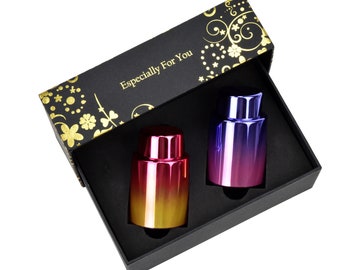 Colorful Vacuum Wine Stopper Gift Set, Red & Purple Bottle Stoppers, Wine Lover Hostess Gift