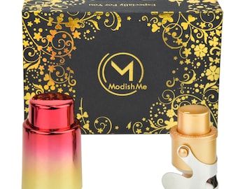 Wine & Champagne Stopper Gift Set, Red and Gold Vacuum Bottle Sealers, Gift for Wine Lovers