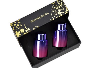 Purple & Pink Vacuum Wine Stopper Gift Set, Colorful Bottle Stoppers, Wine Lover Hostess Gift