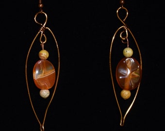 Antique brass earrings, handmade earrings, wire wrap earrings