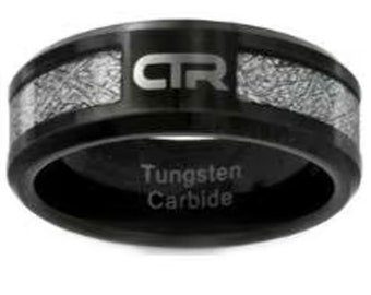 J194 Size 8-12 Cosmos Tungsten Carbide with Imitation Meteorite Inlay Ring One Moment In Time Mormon CTR LDS