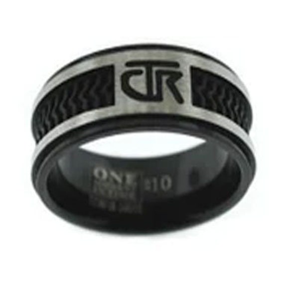 J120 Size 7- 13 Elements Black Titanium With Rubber Inlay Handmade Ring One Moment In Time Mormon CTR LDS