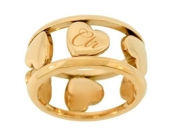 J165 Size 6-10 6ix Hearts Gold Stainless Steel Ring One Moment In Time Mormon CTR LDS