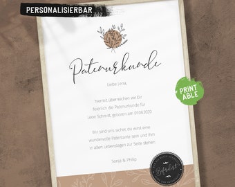 Godparent certificate / Godmother ask godfather / Announcement / Personalized godparent letter certificate godfather / Baptism gift / Godfather