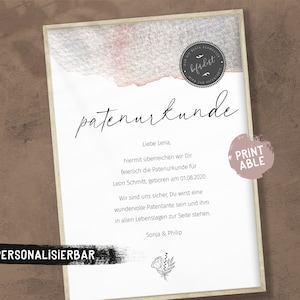 Certificado de padrino / Madrina pide padrino / Anuncio / Certificado padrino / Regalo de bautizo / Padrino / Regalo de bautismo para imprimir / Carta de padrino