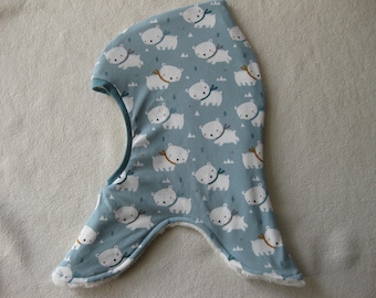 Organic Polar Bear Balaclava, Autumn & Winter, Choice of Lining, Children's, Baby's, Custom Size