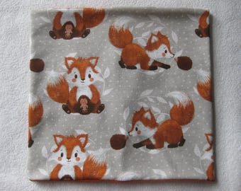 Organic neck warmer with fox and hedgehog design, autumn, children's, baby, loop, desired size