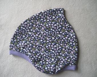 Organic beanie with scattered flowers, autumn, children & baby, desired size
