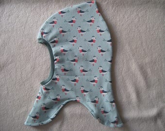 Organic balaclava with seagulls, autumn & winter, lining options, children's, baby's, desired size