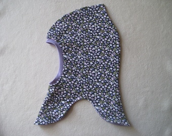 Organic balaclava with scattered flowers, autumn & winter, lining options, children's, baby, desired size