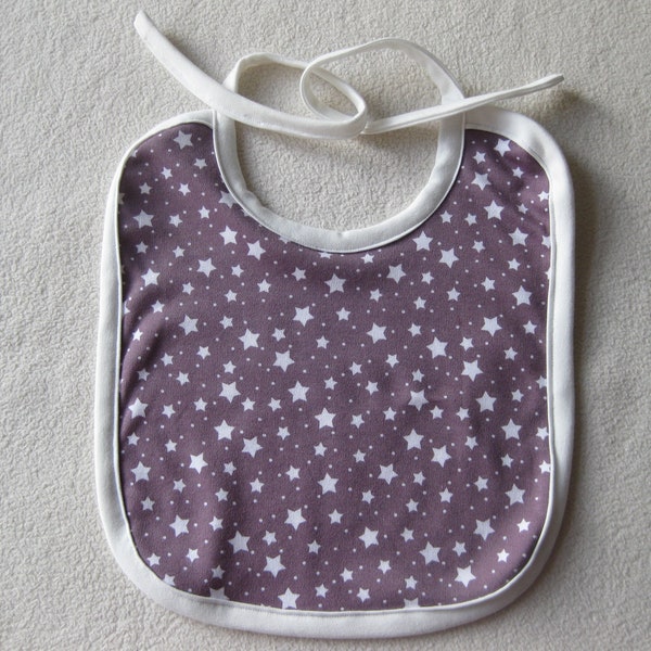 Organic Baby Bib Stars orchid, Organic Terry Back Cover, Bib, Kids