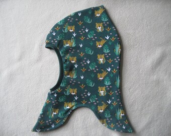Organic leopard print balaclava, autumn & winter, lining options, children's, baby, custom size