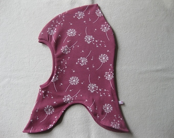 Organic balaclava with dandelion print, autumn & winter, lining options, children's, baby, desired size