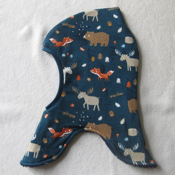 Organic balaclava moose & fox, spring + winter, food selection, children, baby, desired size