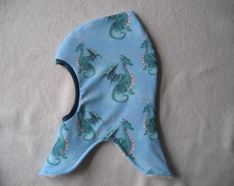 Organic dragon balaclava, autumn & winter, lining options, children's, baby, desired size