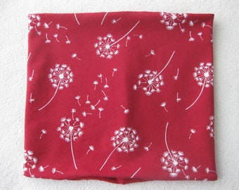 Organic neck warmer with dandelion print, red, autumn, children's & baby, loop, desired size