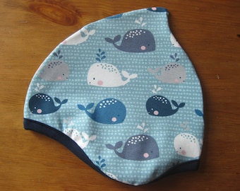 Organic beanie with whale print, autumn, children & baby, desired size