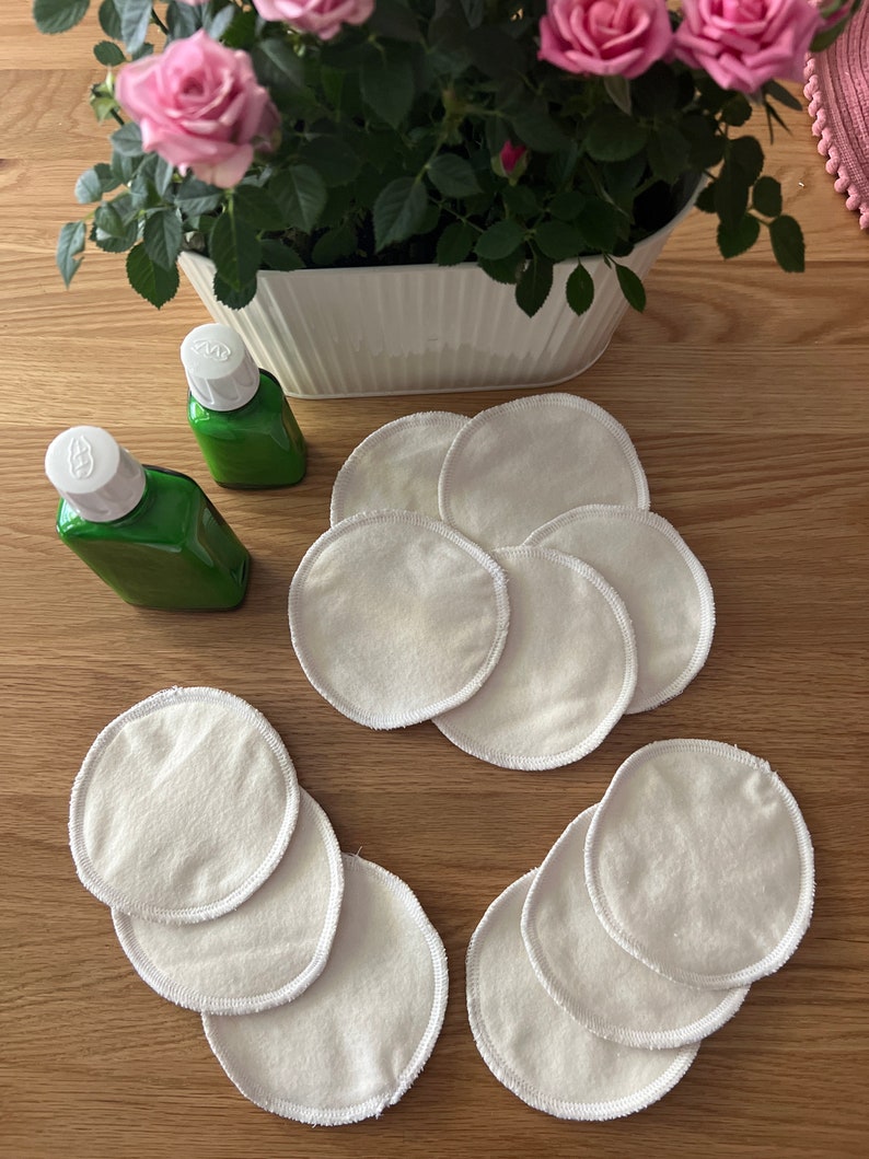 10 or 20 Reusable Make Up Wipes Make Up Remover Pads Washable Facial Rounds Pads Eco pads Eco wipes Zero waste pads Baby wipes image 8